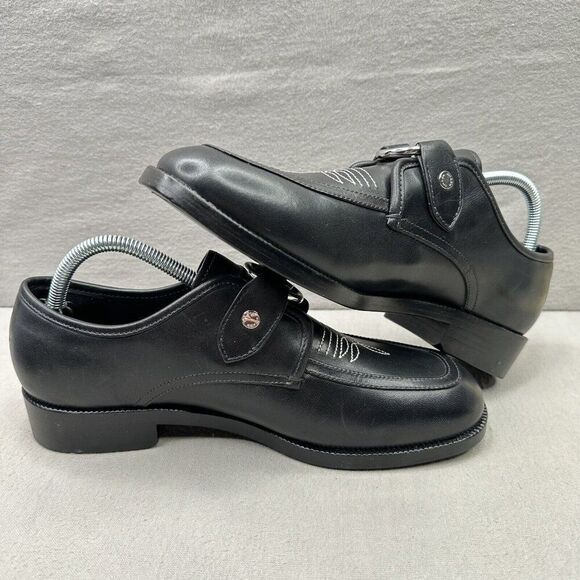 COACH Western Harness Derby Mens Size 8 D Loafers Black Cognac Leather Cordovan - Picture 5 of 8